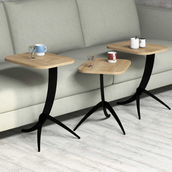 Hanah Home Pion - Oak Juego de Mesas Apilables de 3 Piezas Hanah Home Pion - Oak Juego de Mesas Apilables de 3 Piezas